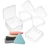 BESTOMZ 4pcs Makeup Puff Organizer Box Makeup Puff Holder Plastic Cosmetic Storage Box Easy to Take Multiple Uses for Wife Mom Daily Using Portable Design