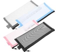 BESTOMZ 4pcs Nylon Pencil Bags Portable Pen Organizer with Zipper Pencil Pouch, Large-Capacity Multifunctional Pen Bag for Graduation Period, Wear Resistant for Students