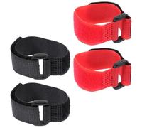 BESTOMZ 4pcs Rooster Anti-hook Neck Rings, Poultry Noise-reducing Collars, Farm Chicken Neckbands, Black and Red Adjustable Crowing Prevention Belts for Birds