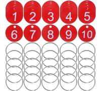 BESTOMZ 50 Sets Acrylic Round Number Tags with Rings for Marking and Identification, and Easy to Read, Sturdy Metal Material, for Queuing in Kindergartens and Restaurants