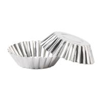 BESTOMZ 50pcs Nonstick Tinplate Egg Tart Moulds for Even Baking and Easy to Clean Silver Tartlets Pans for Chicken Pot Pie and Custard Cakes Baking
