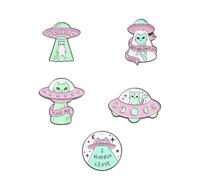 BESTOMZ 5pcs Alloy Enamel Lapel Pins Set Featuring Space Theme Astronaut, Cat, and Spaceship Brooches with Unique Style for Clothing, Bags, and Backpacks Accessories
