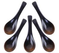 BESTOMZ 5pcs Ceramic Soup Spoons with Comfortable Handle for Restaurants and Catering, Multi-use Simple Style Black Ceramic Tableware Spoons for Dining and Kitchen Use