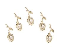 BESTOMZ 5pcs Rose Design Nail Studs Nail Art Charms with Copper Inlay Zircon for Decorative Effect, Golden Colour, Unique Elegant Style for Stage Performance and Graduation Party