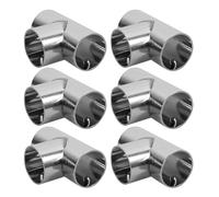 BESTOMZ 6 Pcs Stainless Steel Pipe Clamps 25mm T Type Three Way Connectors Easy to Connect in Different Directions Suitable for Installing Shelves and End Rails