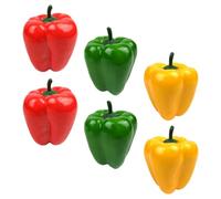 BESTOMZ 6pcs Artificial Bell Pepper Models Vegetable Decoration Set Expandable Polystyrene Material Red Green Yellow Long-term Kitchen Decoration