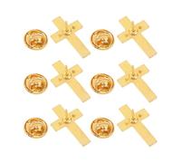 BESTOMZ 6pcs Golden Alloy Cross Lapel Pins for Men and Women, Elegant Religious Brooches with Secure Attachment, for Formal Religious Attire and First Holy Communion Ceremonies