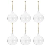 BESTOMZ 6pcs Hanging Glass Ball Planters 8cm Hydroponic Plant Holders Micro Landscape Vases Decorative Candle Holders for Home Garden Wall Display