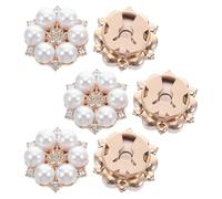 BESTOMZ 6pcs Men Shirt Decorative Button Covers Cufflinks with Rhinestone and Artificial Pearls Flower Design, Elegant Alloy Material for Business Meetings and Crafting Decor