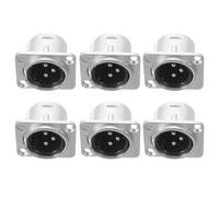 BESTOMZ 6pcs Xlr 3-pin Male Panel Socket Nickel Modular Connector