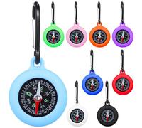 BESTOMZ 9pcs Mini Compass for Hiking and Backpacking with Heavy Duty Carabiner Clip, Compact and Portable Design, Waterproof and Shockproof Zinc Alloy Outdoor Navigation Tool