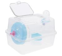 BESTOMZ Acrylic Small Animal Travel Cage for Hamsters and Guinea Pigs with Blue Base, Portable Pet Carrier Suitable for Outdoor Use and Small Pets