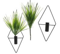 BESTOMZ Artificial Bonsai Plants Realistic Simulated Potted Plant 2pcs Wall Mounted with Iron Pot and Base, Maintenance Free Decorative Greenery with Elegant for Office and