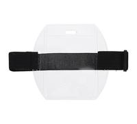 BESTOMZ Badge for and Sturdy Arm Display Holders PVC with 2pcs Material Black Id Badge Sleeve Polyester Ribbon Armband Security Places and Airports