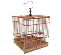 BESTOMZ Bamboo Bird Cage Handmade Rectangular Birdcage with Enhanced Durability User-friendly Door Lock Bamboo Metal 9.43x8.45x8.25in Indoor Balcony Parrots Lovebirds