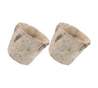 BESTOMZ Birch Bark Tree Stump Planter Pots 2Pcs, Natural Wood Bark Containers for Succulents and Herbs, Rustic Round Flower Pots for Farmhouse and Indoor Garden Decor