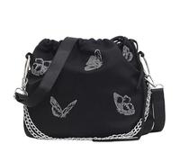BESTOMZ Black Nylon One-shoulder Messenger Bag for Women with Reflective Insect Pattern, Large Capacity and Portable Travel Shoulder Bag for Everyday Wear and Vacations