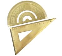 BESTOMZ Brass Triangle Ruler Protractor Set for Measuring Angles and Drawing, Portable Outdoor Measuring Rulers to Working Efficiency, Golden Metal Drafting Tool