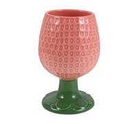 BESTOMZ Ceramic Goblet 300ml Pink Strawberry Wine Glass with Ergonomic High Footed Structure and Dishwasher Safe Feature, Cute Porcelain Cup for Coffee, Tea, Milk, Water and Bar House
