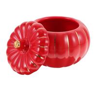 BESTOMZ Ceramic Pumpkin Soup Bowl with Lid for Halloween Dining Serving | Red Pumpkin Shaped Serveware, Smooth Ceramic Finish, Heat Retention, for Stews Salads and Festive Tables