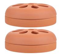 BESTOMZ Ceramic Terracotta Mosquito Coil Holder with Decorative Ventilated Plate 2Pcs Portable Burner for Citronella Coils Use in Garden Patio Camping