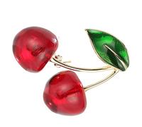 BESTOMZ Cherry Brooch Fruit Pin for Ladies, Resin Collar Brooch Copper Backing, 3.7X3.5Cm, Fashion Accessory for Jackets and Dresses