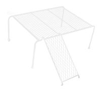 BESTOMZ Chicken Coop Platform and Ladder Set for Rutin Chickens, Large White Poultry Cage Table with Hollow-out Design for Feeding and Play, Poultry Habitat Shelf and Climbing