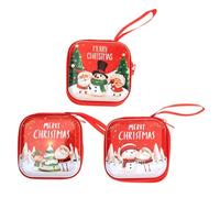 BESTOMZ Christmas Mini Wallet and Key Storage Bag 3Pcs Set, Metal Small Coin Purses for Xmas Wrapping and Carrying 7.5X7.5Cm