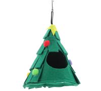 BESTOMZ Christmas Xmas Tree Hammock for Sugar Gliders and Chinchillas | Felt Cloth Hanging Ring, Hooks for Cage Setup, Green Bright Print, Warm Sleeping Spot