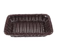 BESTOMZ Compact Oval Bread Basket Small Woven Storage Basket 11.81X7.87X2.76 Inch Dark Brown Faux Rattan for Kitchen and Table Display