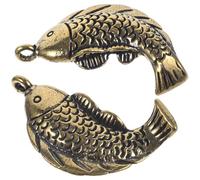 BESTOMZ Creative Brass Carp Keychain Pendant or Decorative Charm 2 Pcs with Eye-catching Coffee Colour and Delicate Design, a Car Key Hanging Ornament for Everyday Use