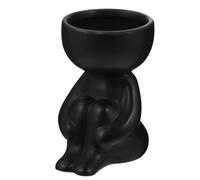 BESTOMZ Creative Humanoid Ceramic Plant Pot Black Human-shaped Flower Pot with Classic Adorable for Indoor Gardens and Window Sills Suitable for Artificial Plants and Flowering Succulents