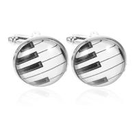 BESTOMZ Creative Silver Alloy Piano Pattern Tuxedo Studs and Button Covers for Mens Shirts, Lightweight Cufflinks for Men, for Graduation Party and Weddings