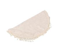 BESTOMZ Crochet Lace Tablecloth Beige Polyester Boho Floral Tassel Decor | 35-inch Overlay for Dining or Coffee Tables, Elegant Vintage Farmhouse Styling, Suitable for Tea Parties and Outdoor Settings