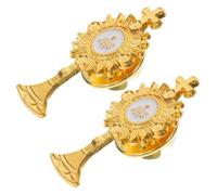 BESTOMZ Cross Lapel Pins 2Pcs Set, Metal Brooch Pins with Secure Clasp for Communion and Church Service Outfits