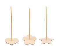 BESTOMZ Donut Pattern and Stand Plum Unique 3pcs with Flower Display Wooden Timber Storage Birthday Weddings in Tabletop Donut Board Holder Khaki for Party