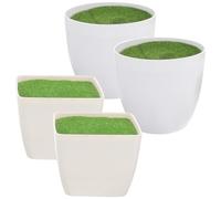BESTOMZ Fake Flowerpot Miniature Planter Set, 4Pcs Plastic Tiny Plant Containers with Simulated Flowers and Moss, Suitable for Office and Living Room Decoration