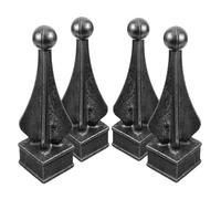 BESTOMZ Fence Finials Fence Post Caps Cast Iron 4pcs Decorative Finial Post Elegant European Design Enhancing Privacy and Security for Yard and Courtyards