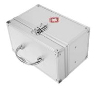 BESTOMZ First Aid Box Medicine Storage Box Large Capacity Aluminium Alloy Lockable Container with Safety Clasp for Kindergarten and School Medicine Storage