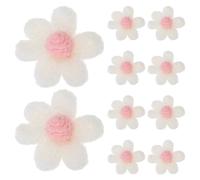 BESTOMZ Flower Sewing Patches Rich Details Creative Delicate Shape Design 10pcs White Woolen Yarn for Clothes and Skirts for Repair Projects and Decorative Craft Projects