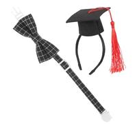 BESTOMZ Graduation with Bow Set Cap and Dogs Pet Cats Tie for Lightweight Polyester Felt Graduation Hat Tassel and Checkered Festivals Photos