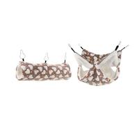 BESTOMZ Guinea Pig Warm Nest and Hammock Set, Ferret Tunnel Cozy Hideout for Hamster, Sugar Glider, Rat, Hedgehog - Plush Cotton Hanging Small Animal Winter Shelter, 2pcs Light Pink Heart