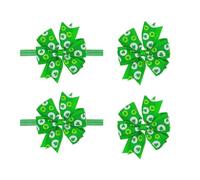 BESTOMZ Hair Accessories Set Good Grip St Patrick's Day 4pcs Featuring Green Cloth Bowknot Hair Clips and Bands with Easy to Clip Design for Party Use