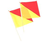 BESTOMZ Handheld Commanding Flags 2Pcs 35X35Cm Red Yellow Polyester Signal Flags with 50-60Cm Poles Heavy Duty for Performance and Nautical Equipment