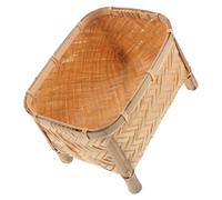 BESTOMZ Handwoven Bamboo Fruit Basket with Short Legs, Stackable and Versatile Storage Solution for Bread and Vegetables, Beige Woven Basket for Tabletop Serving and Living Room Use