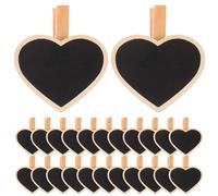 BESTOMZ Heart-Shaped Chalkboard Clips and Photo Tags 24 Pieces Wooden Set for Memo Display and Room Decor