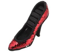 BESTOMZ High Heel Shoe Jewelry Holder Ring Storage Rack Stylish Red Fabric Compact Design Gypsum Material and Display Organizer for Home Use and Housewarming Gifts