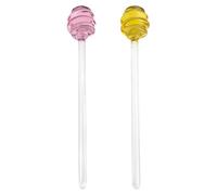 BESTOMZ Honey and Easy Stirring for 2pcs Glass Stirrer Stick Long Handle Grooved Design Reaching the Bottom of Jars, Creative and Adorable Honey Spoon for Tea, Coffee, Jam, and Home