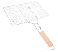 BESTOMZ Large Bbq Fish Grill Basket, Metal Meat and Vegetable Grilling Rack with Handle, Picnic Outdoor Barbecue Cooking Accessory for Charcoal and Gas Grills Random Color