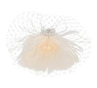 BESTOMZ Lightweight White Tea Party Fascinator Headpiece for Women with Delicate Fabric and Plumage Design, Easy to Wear Banquet Hair Clip Accessory